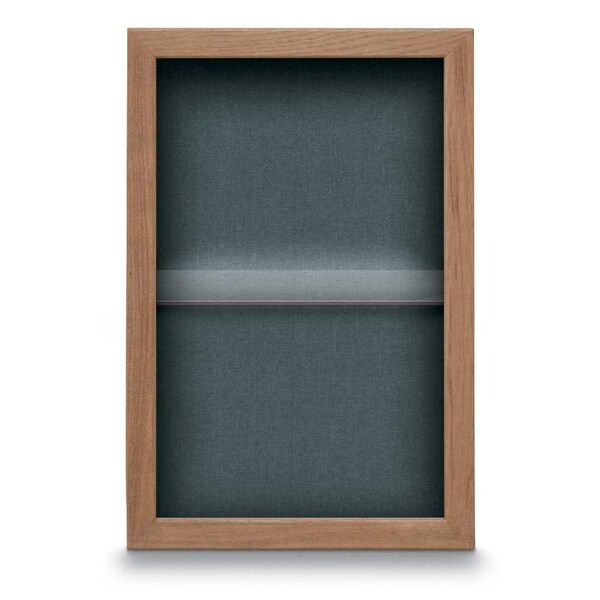 Indoor Enclosed Combo Board, 48"x36", Black Frame/Grey & Burgundy